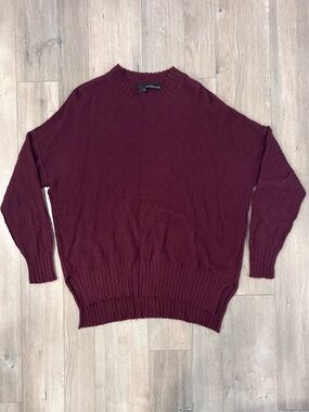 360 Cashmere Ribbed Crewneck Sweater - Burgundy
